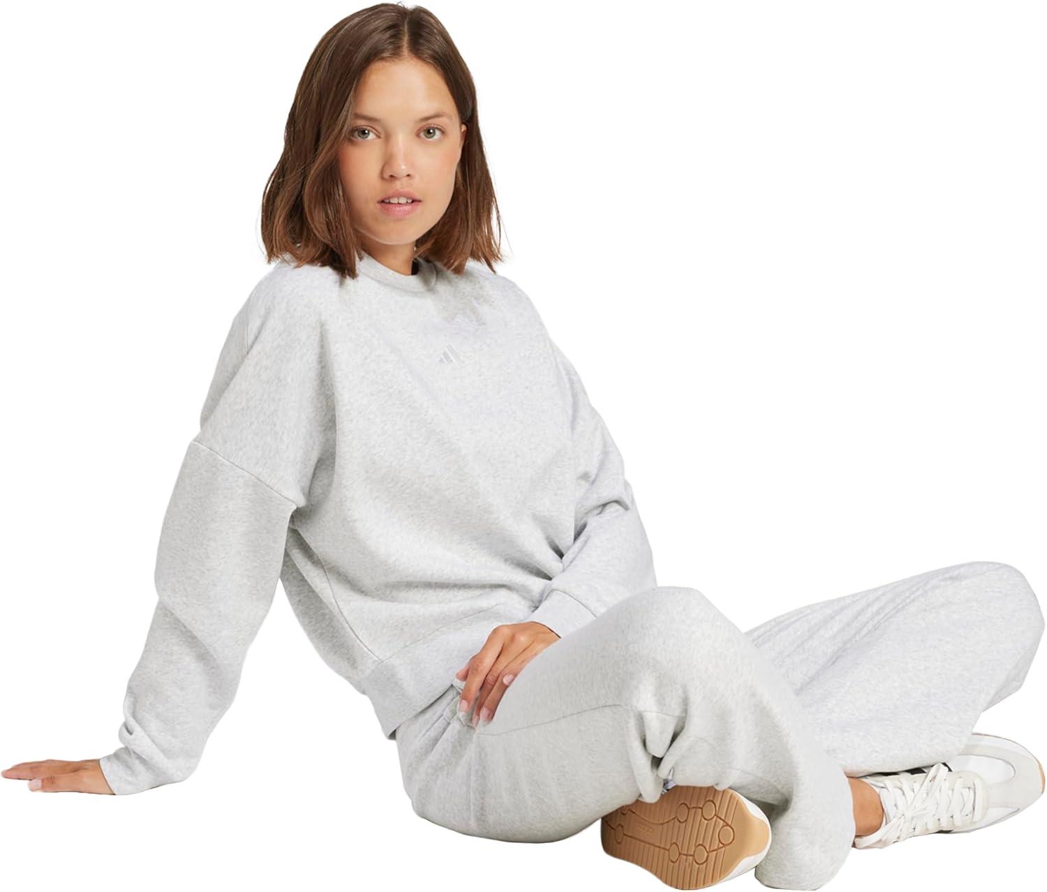 imageadidas Originals Womens Essentials Small Logo Feel Cozy SweatshirtLight Grey HeatherWhite