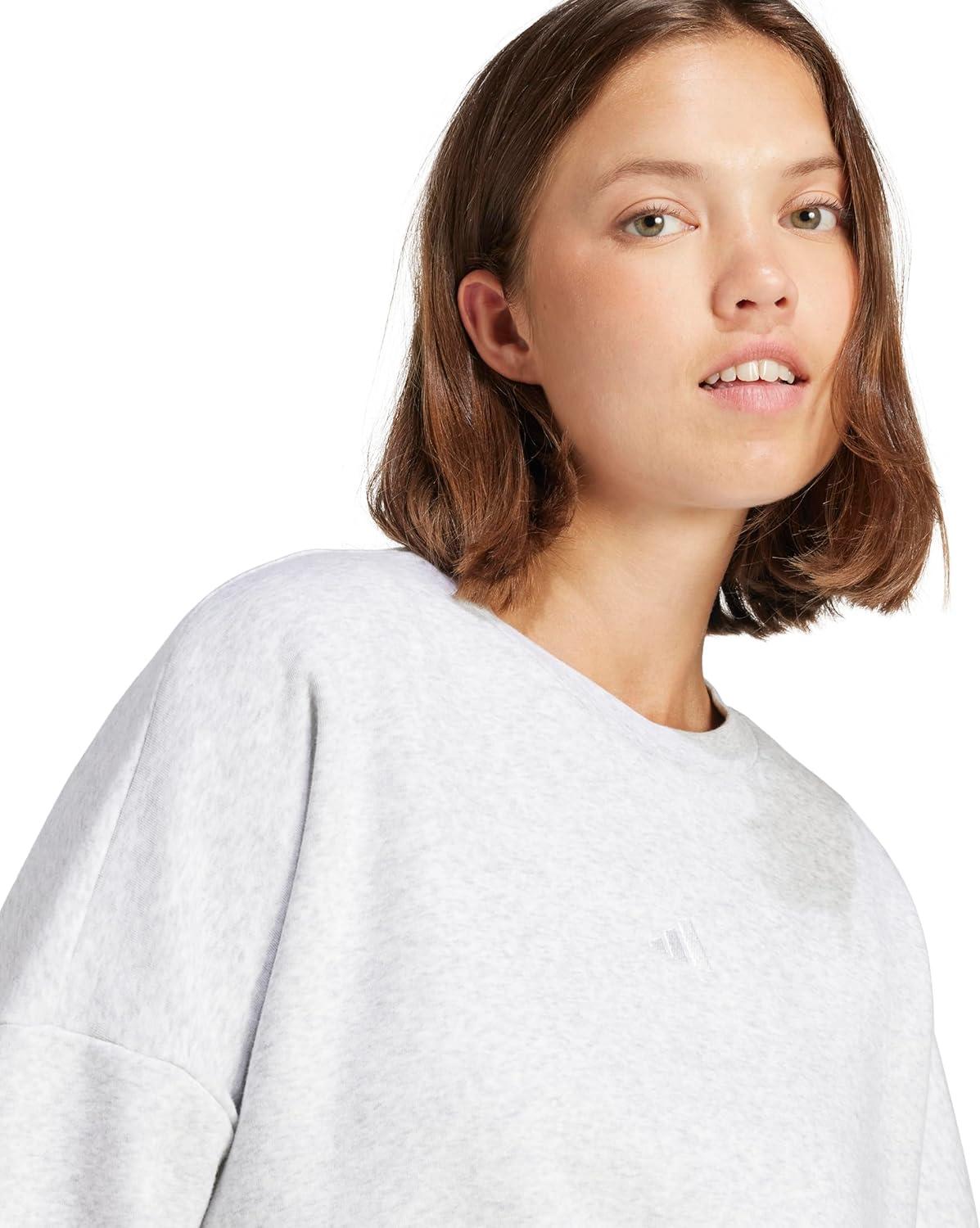 imageadidas Originals Womens Essentials Small Logo Feel Cozy SweatshirtLight Grey HeatherWhite