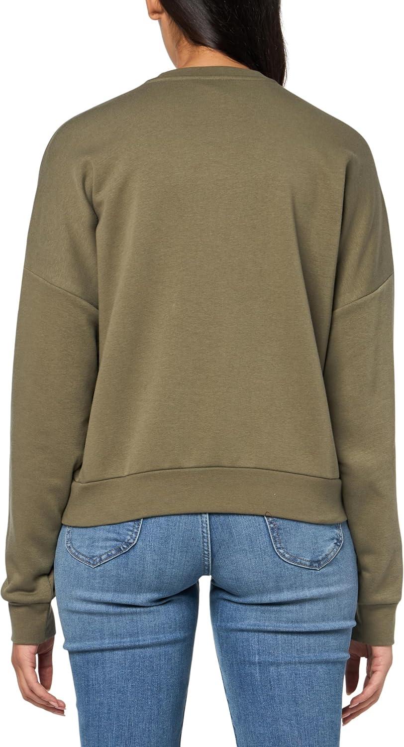 imageadidas Originals Womens Essentials Small Logo Feel Cozy SweatshirtOlive StrataWhite