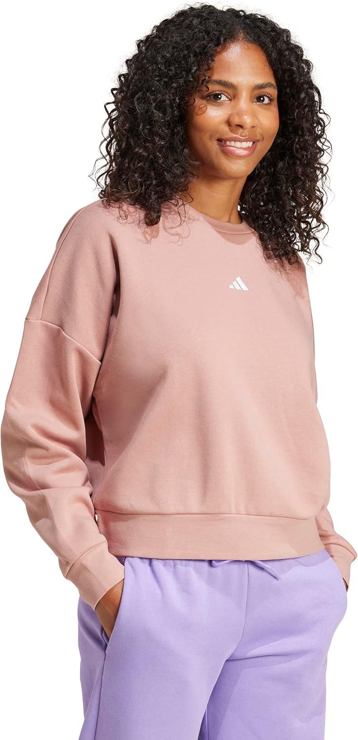 imageadidas Originals Womens Essentials Small Logo Feel Cozy SweatshirtWarm ClayWhite