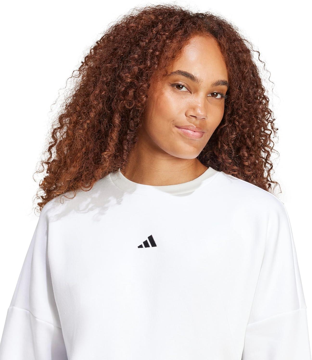 imageadidas Originals Womens Essentials Small Logo Feel Cozy SweatshirtWhiteBlack