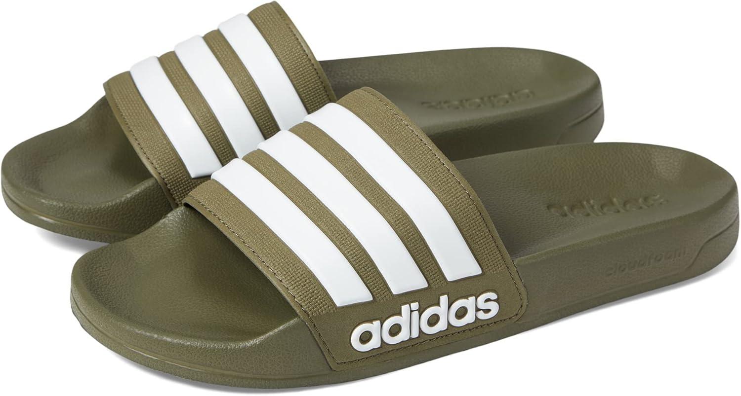 imageadidas Unisex Adult Adilette Shower Slip On SlidesOlive StrataWhiteOlive Strata