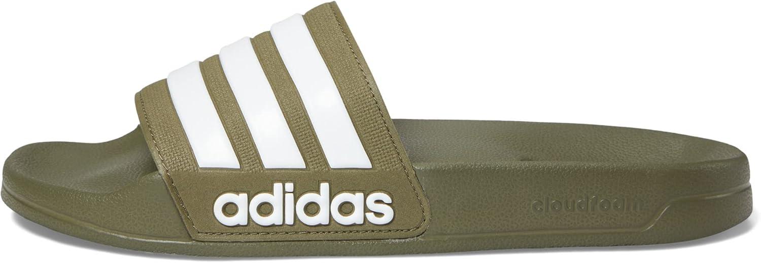 imageadidas Unisex Adult Adilette Shower Slip On SlidesOlive StrataWhiteOlive Strata
