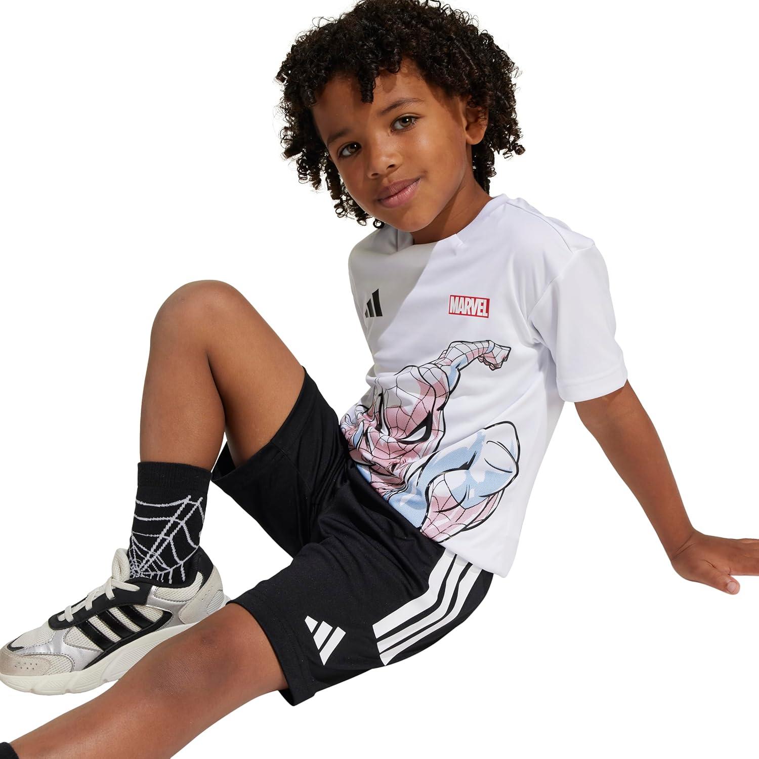 imageadidas Unisex Kids Marvel SpiderMan TShirt SetSpidermanWhiteBlack
