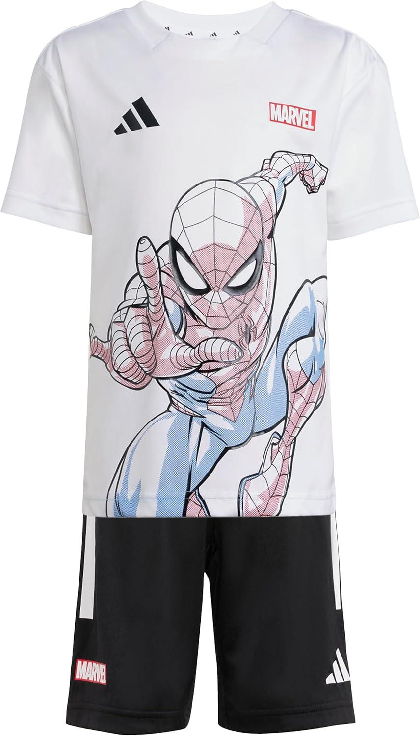 imageadidas Unisex Kids Marvel SpiderMan TShirt SetSpidermanWhiteBlack