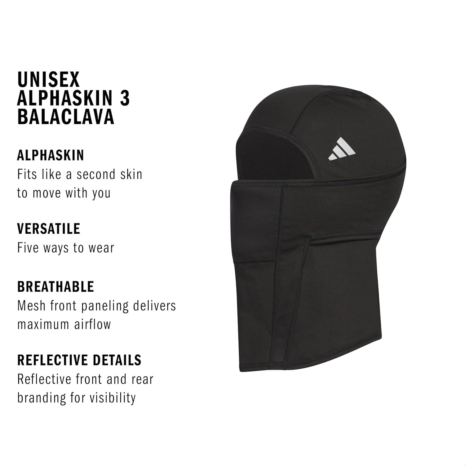 imageadidas UnisexAdult Alphaskin Balaclava Ski Mask Athletic Face Cover ShiestyBlackSilver Reflective F23