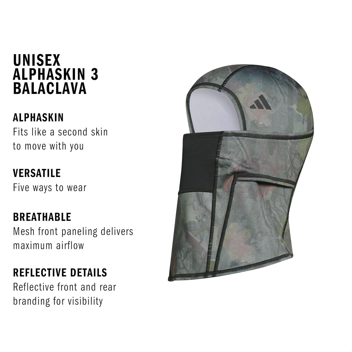 imageadidas UnisexAdult Alphaskin Balaclava Ski Mask Athletic Face Cover ShiestyTree Camo AluminaGrey Six