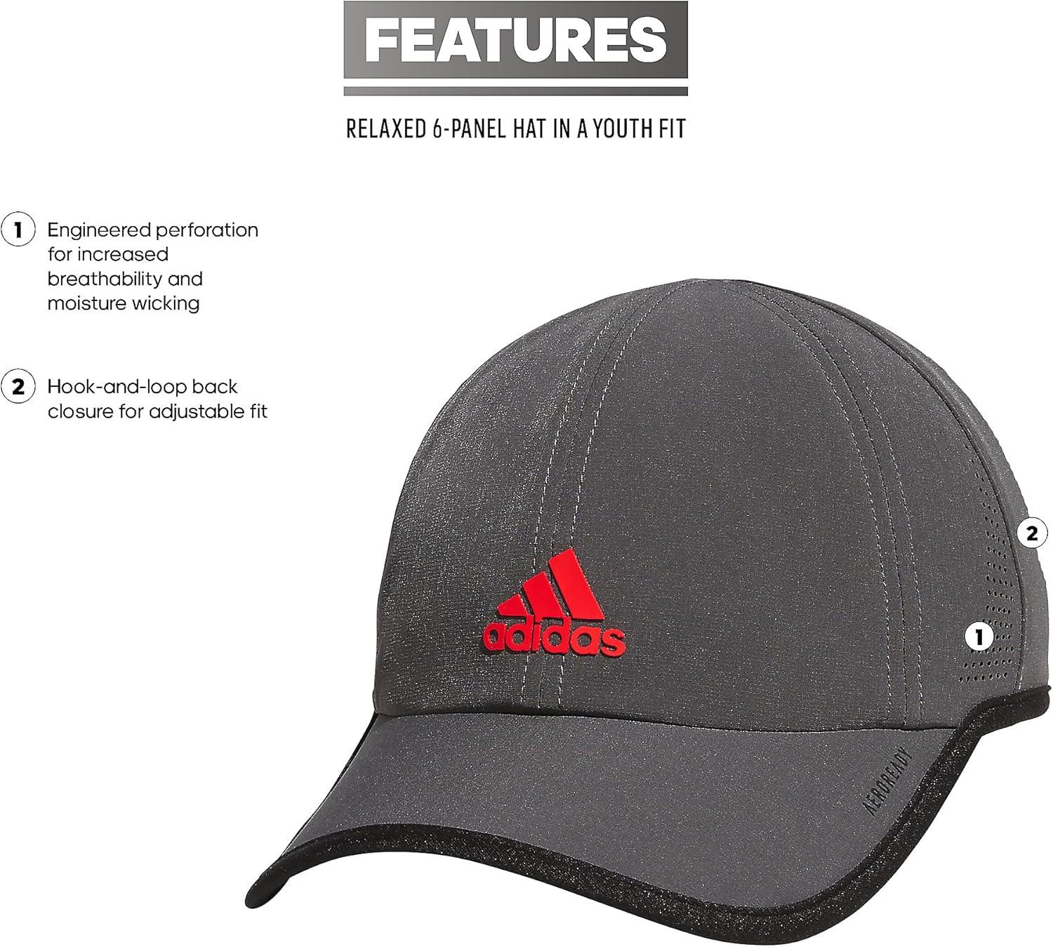 imageadidas UnisexAdult Superlite Hat Lightweight Athletic Cap for Boys ampamp GirlsGrey SixBlackBright Red20