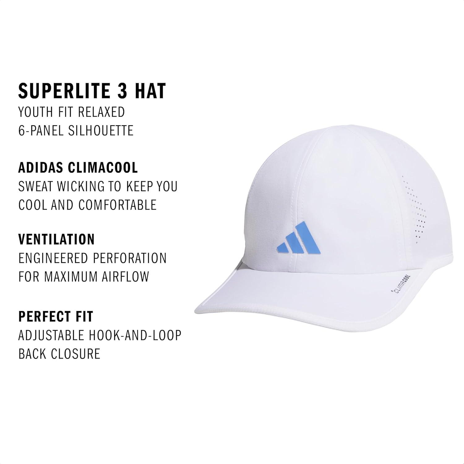 imageadidas UnisexAdult Superlite Hat Lightweight Athletic Cap for Boys ampamp GirlsWhiteBlue Fusion