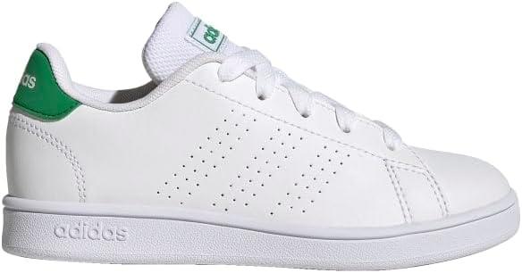 imageadidas UnisexChild Advantage Tennis ShoeFtwr WhiteGreenCore Black