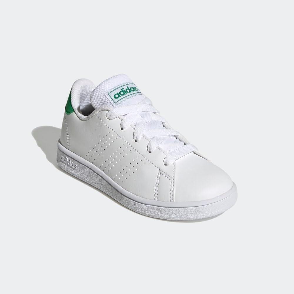 imageadidas UnisexChild Advantage Tennis ShoeFtwr WhiteGreenCore Black
