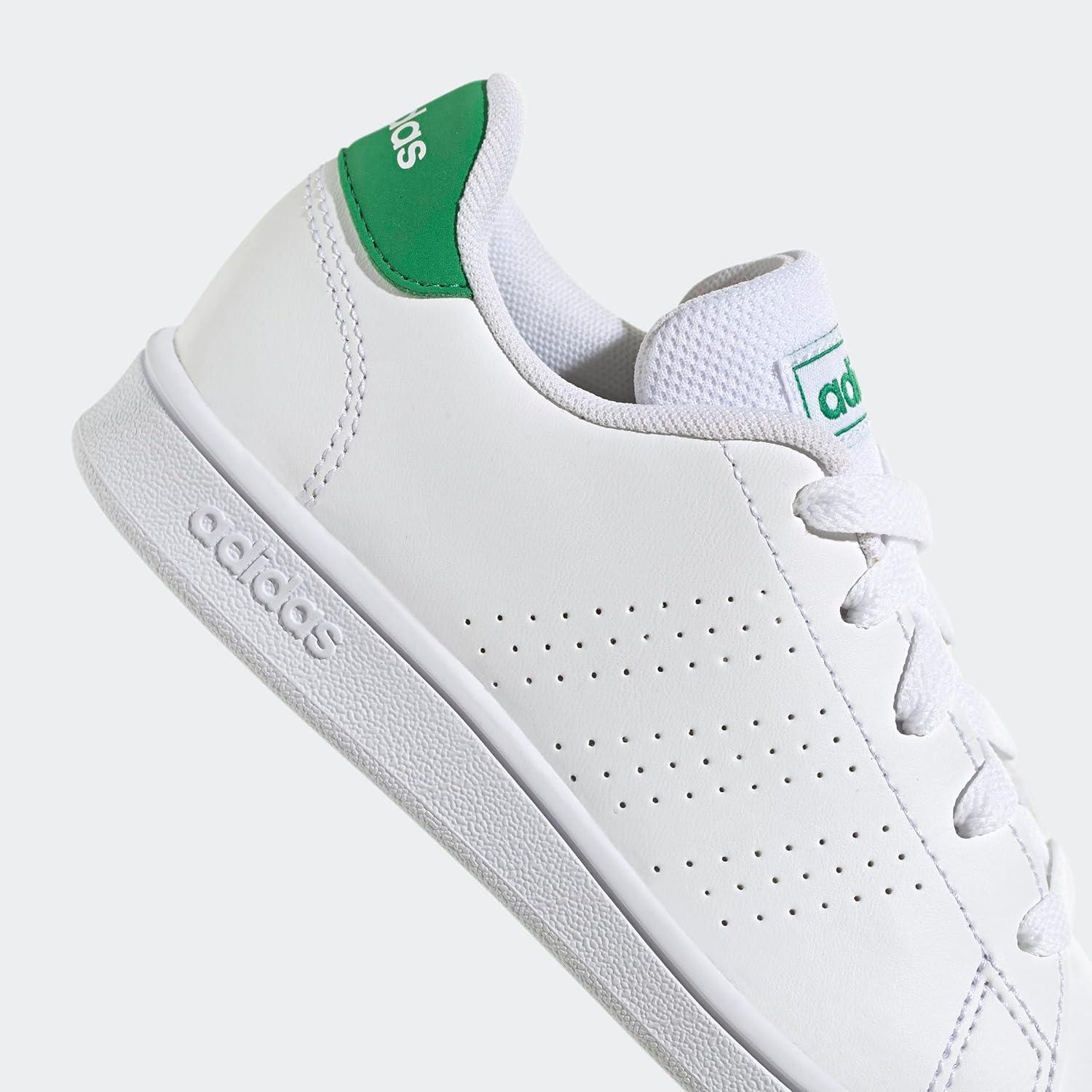 imageadidas UnisexChild Advantage Tennis ShoeFtwr WhiteGreenCore Black