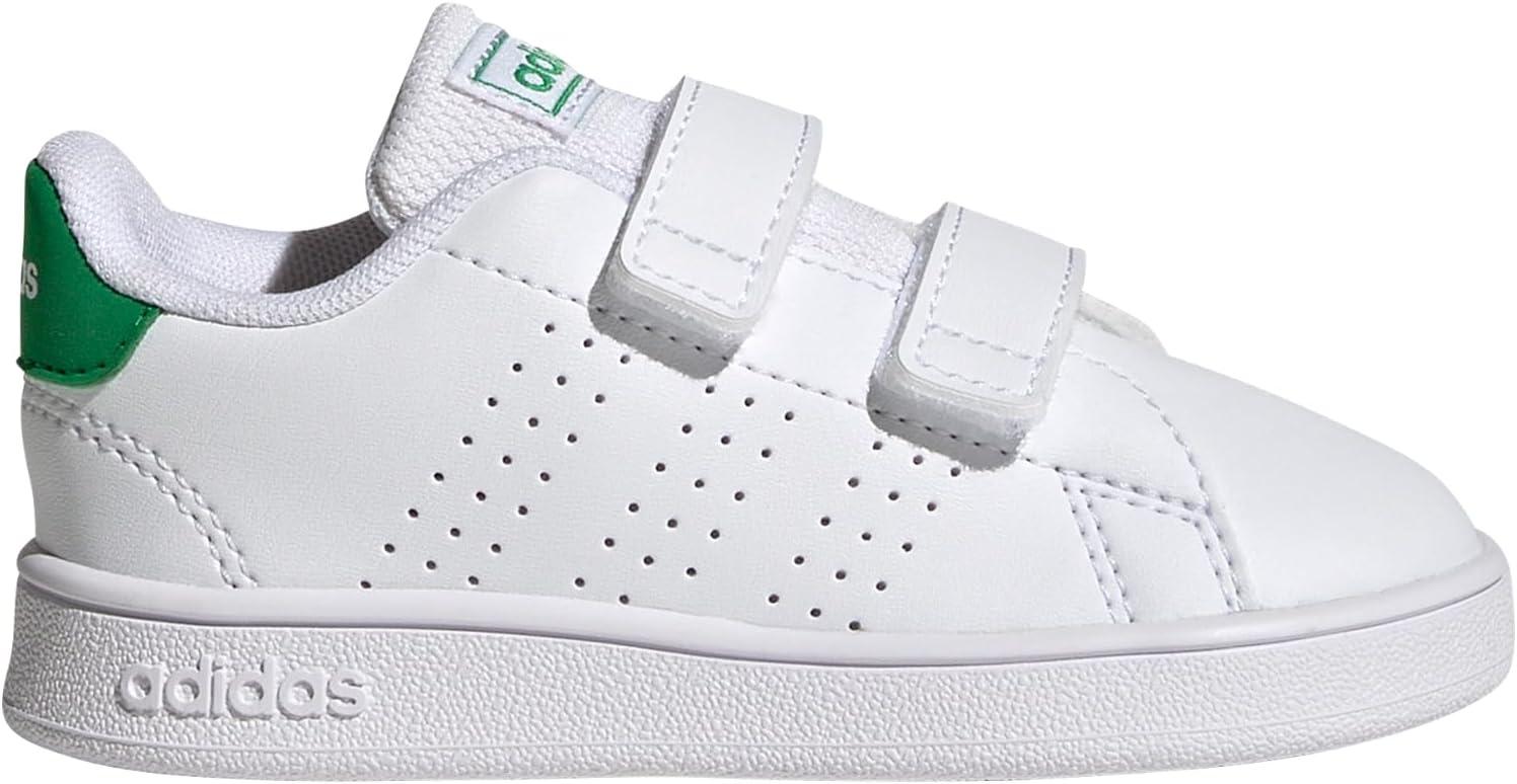 imageadidas UnisexChild Advantage Tennis ShoeFtwr WhiteGreenCore Black Cross Strap