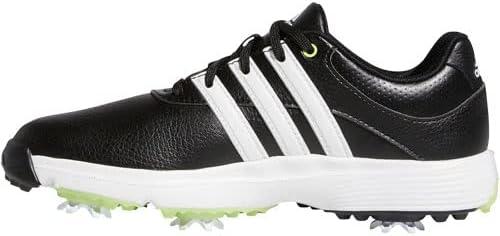 imageadidas UnisexChild Tour360 Little KidBig Kid Golf ShoeCore BlackFootwear WhitePulse Lime