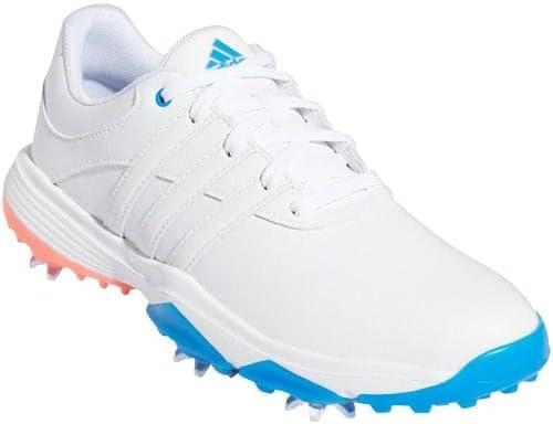 imageadidas UnisexChild Tour360 Little KidBig Kid Golf ShoeFootwear WhiteIron MetallicBlue Rush