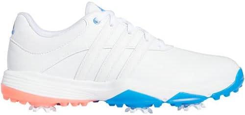 imageadidas UnisexChild Tour360 Little KidBig Kid Golf ShoeFootwear WhiteIron MetallicBlue Rush
