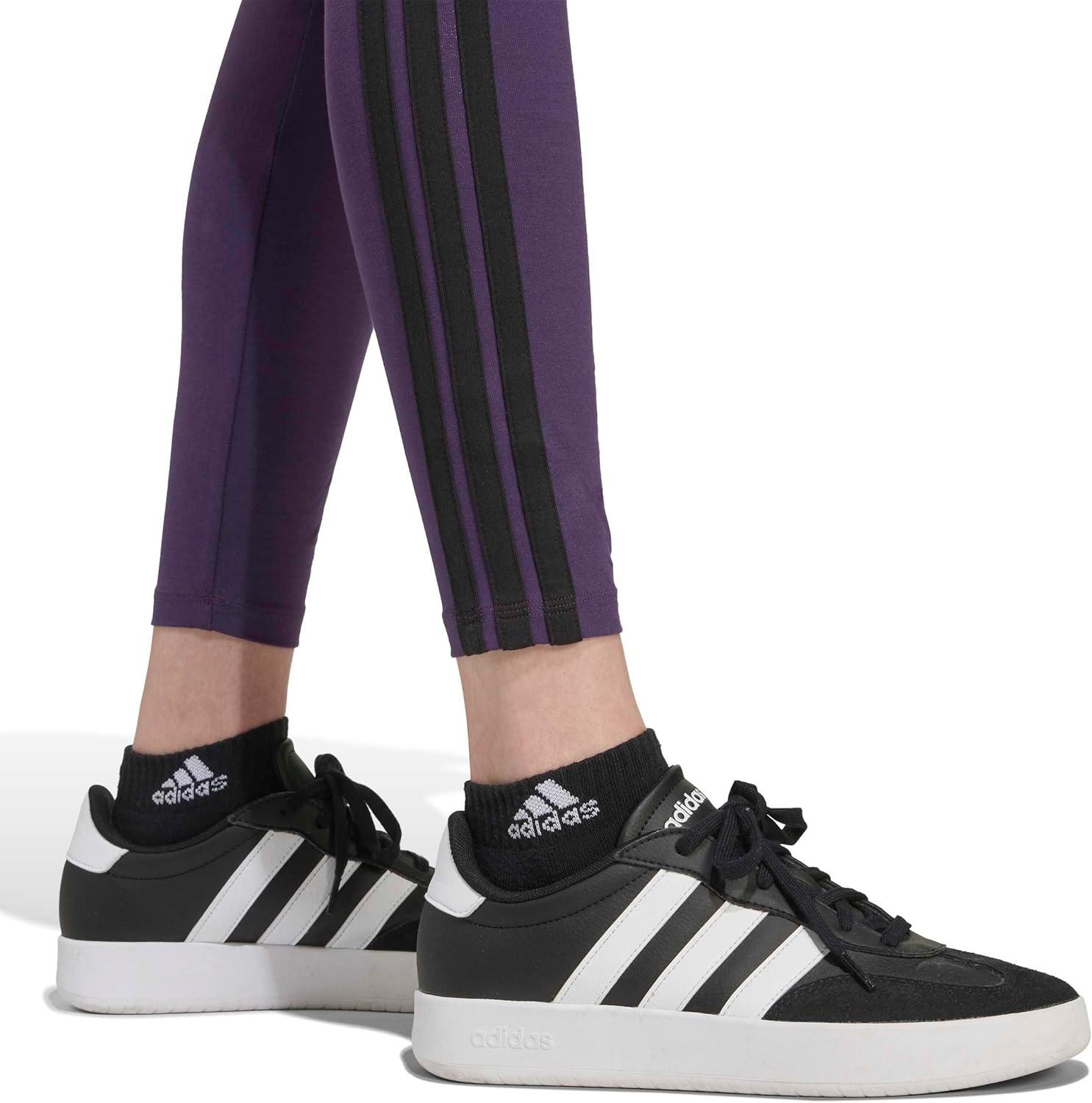 imageAdidas Womens Essentials 3Stripes Cotton LeggingsAurora PlumBlack
