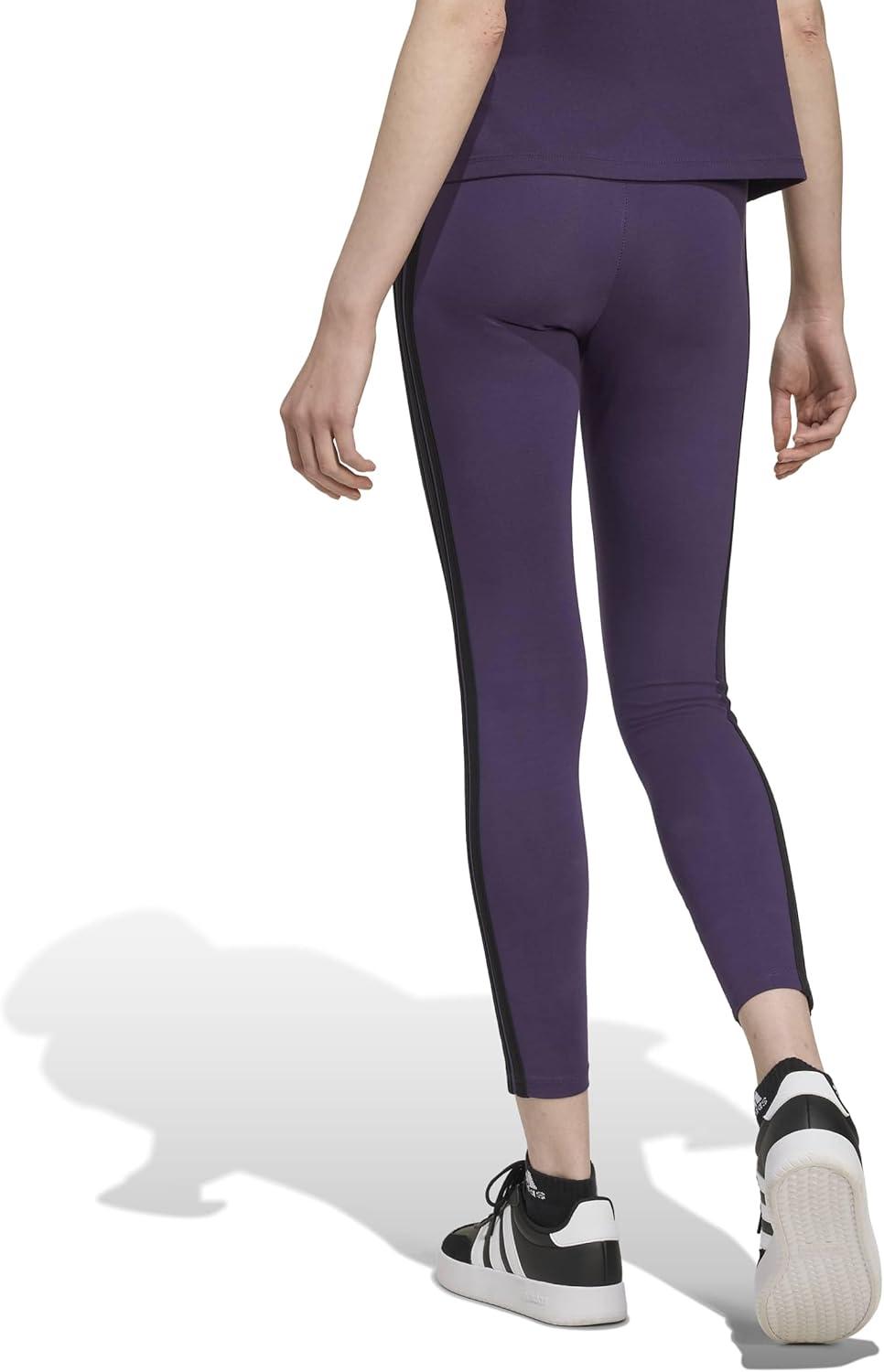 imageAdidas Womens Essentials 3Stripes Cotton LeggingsAurora PlumBlack