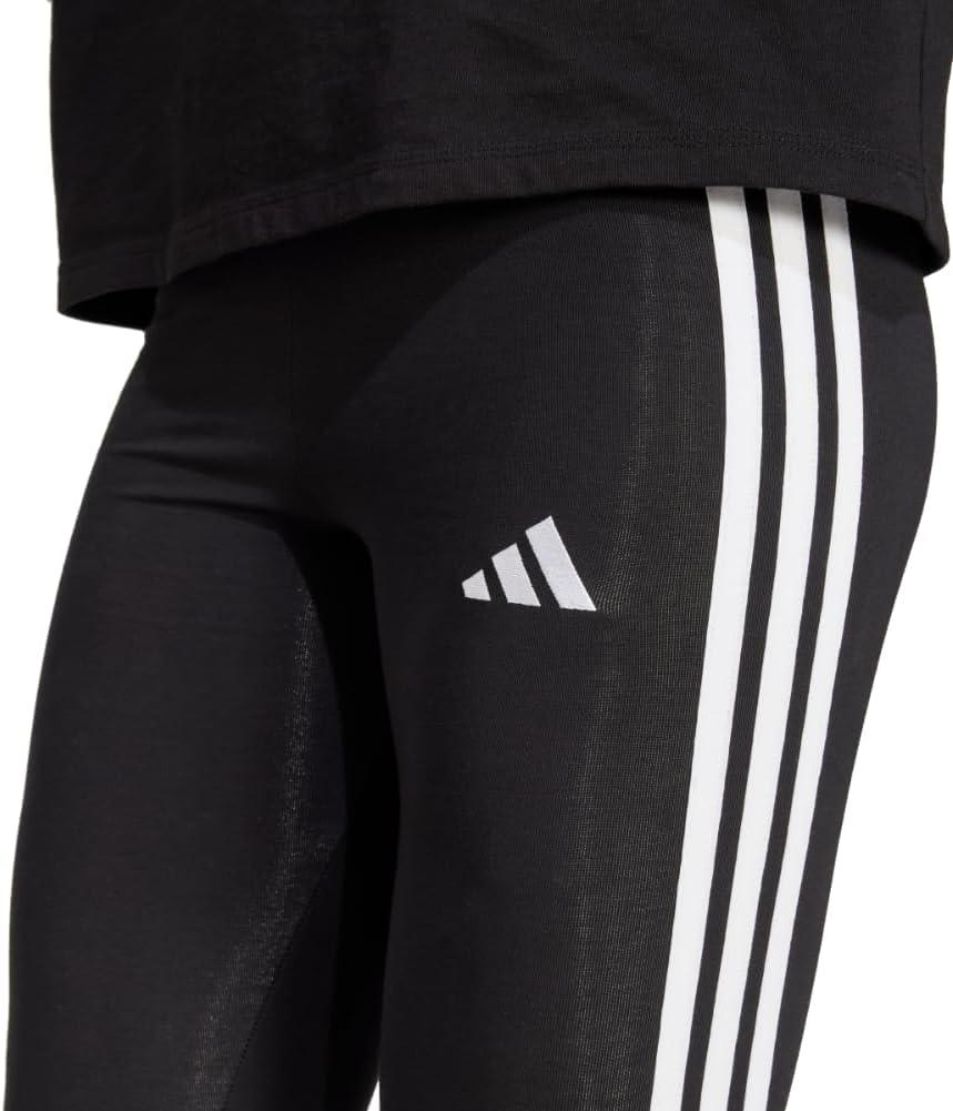 imageadidas Womens Essentials 3Stripes Cotton LeggingsBlackWhite