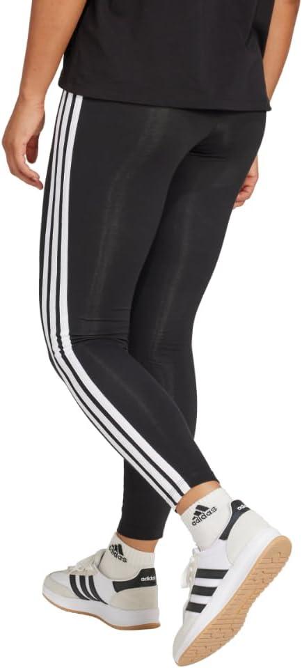 imageadidas Womens Essentials 3Stripes Cotton LeggingsBlackWhite