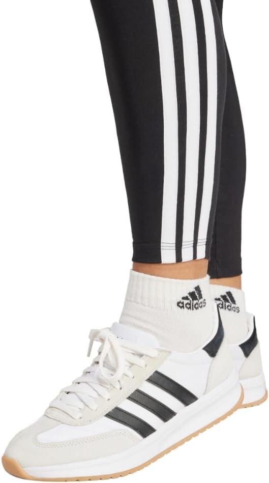 imageadidas Womens Essentials 3Stripes Cotton LeggingsBlackWhite