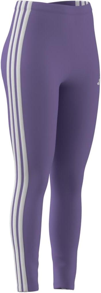 imageadidas Womens Essentials 3Stripes Cotton LeggingsViolet FusionWhite