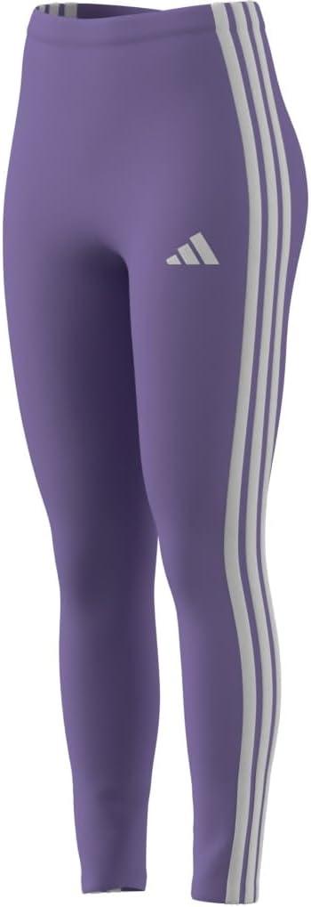 imageadidas Womens Essentials 3Stripes Cotton LeggingsViolet FusionWhite
