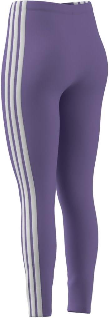 imageadidas Womens Essentials 3Stripes Cotton LeggingsViolet FusionWhite