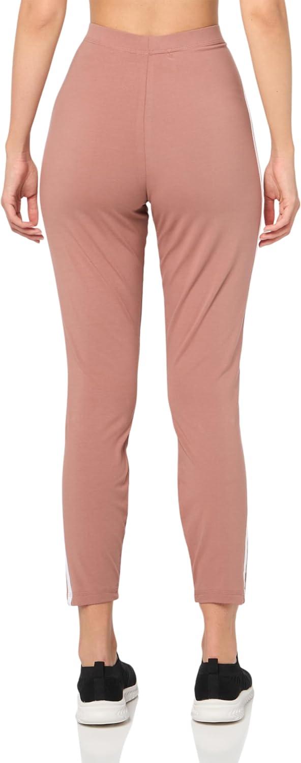 imageadidas Womens Essentials 3Stripes Cotton LeggingsWarm ClayWhite