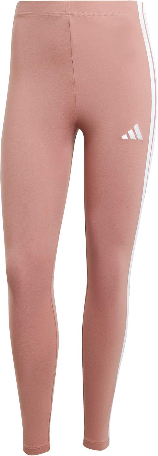 imageadidas Womens Essentials 3Stripes Cotton LeggingsWarm ClayWhite