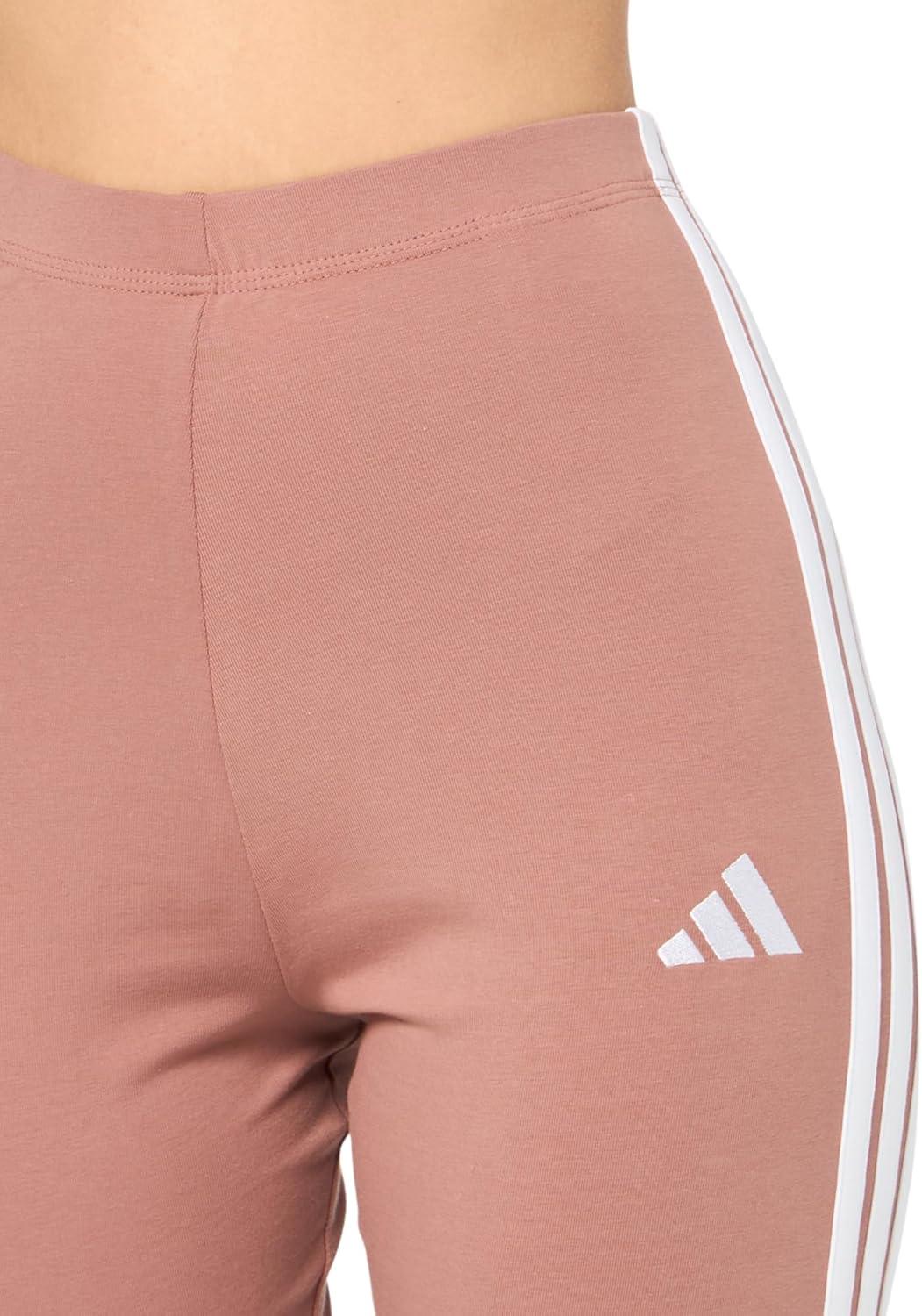 imageadidas Womens Essentials 3Stripes Cotton LeggingsWarm ClayWhite