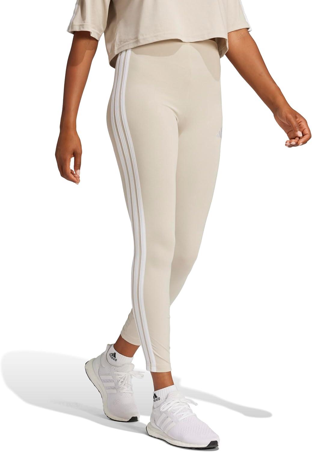 imageadidas Womens Essentials 3Stripes Cotton LeggingsWonder AluminaWhite