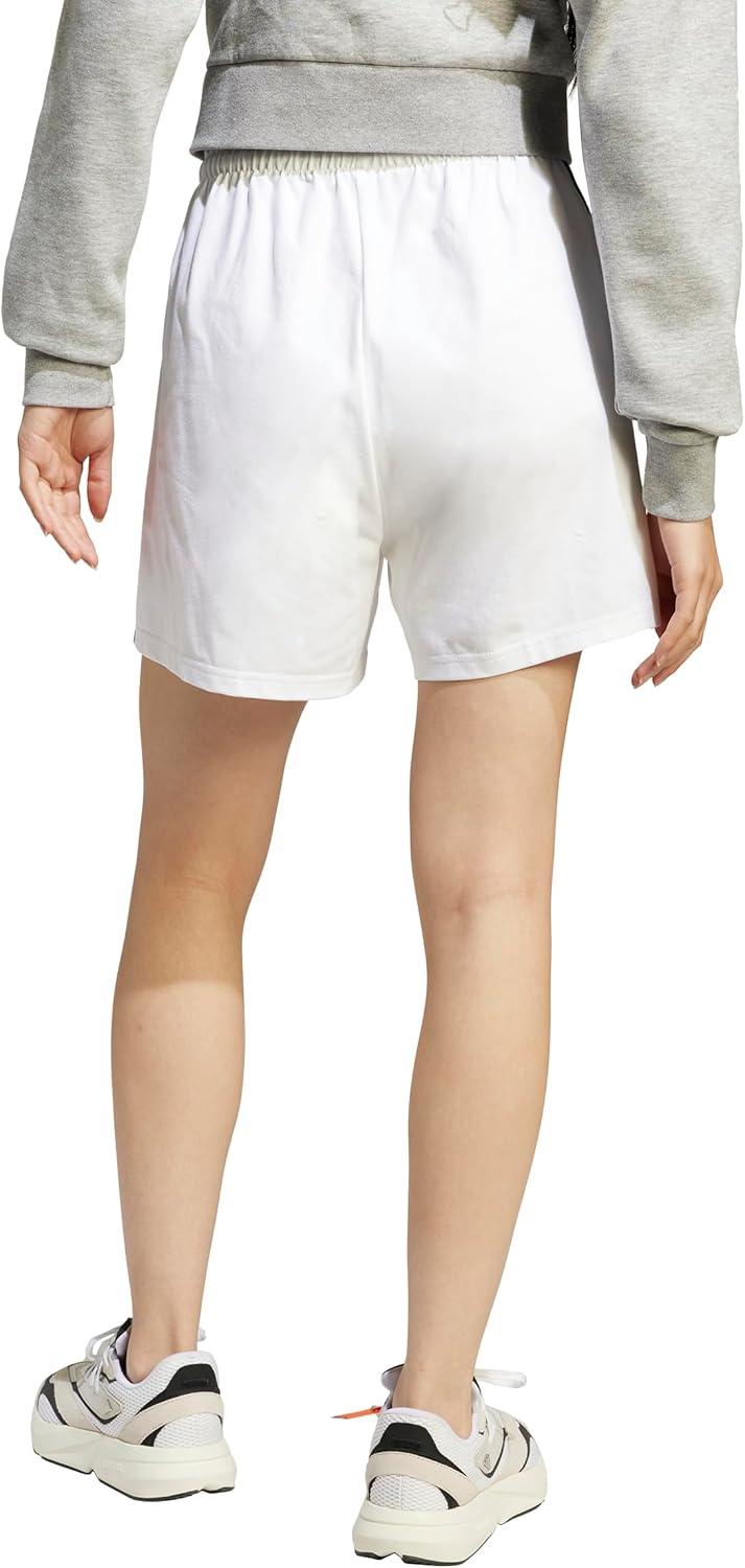 imageadidas Womens Essentials 3Stripes Cotton ShortsWhiteBlack