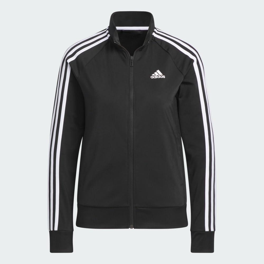 imageadidas Womens Essentials WarmUp Slim 3Stripes Track JacketBlack