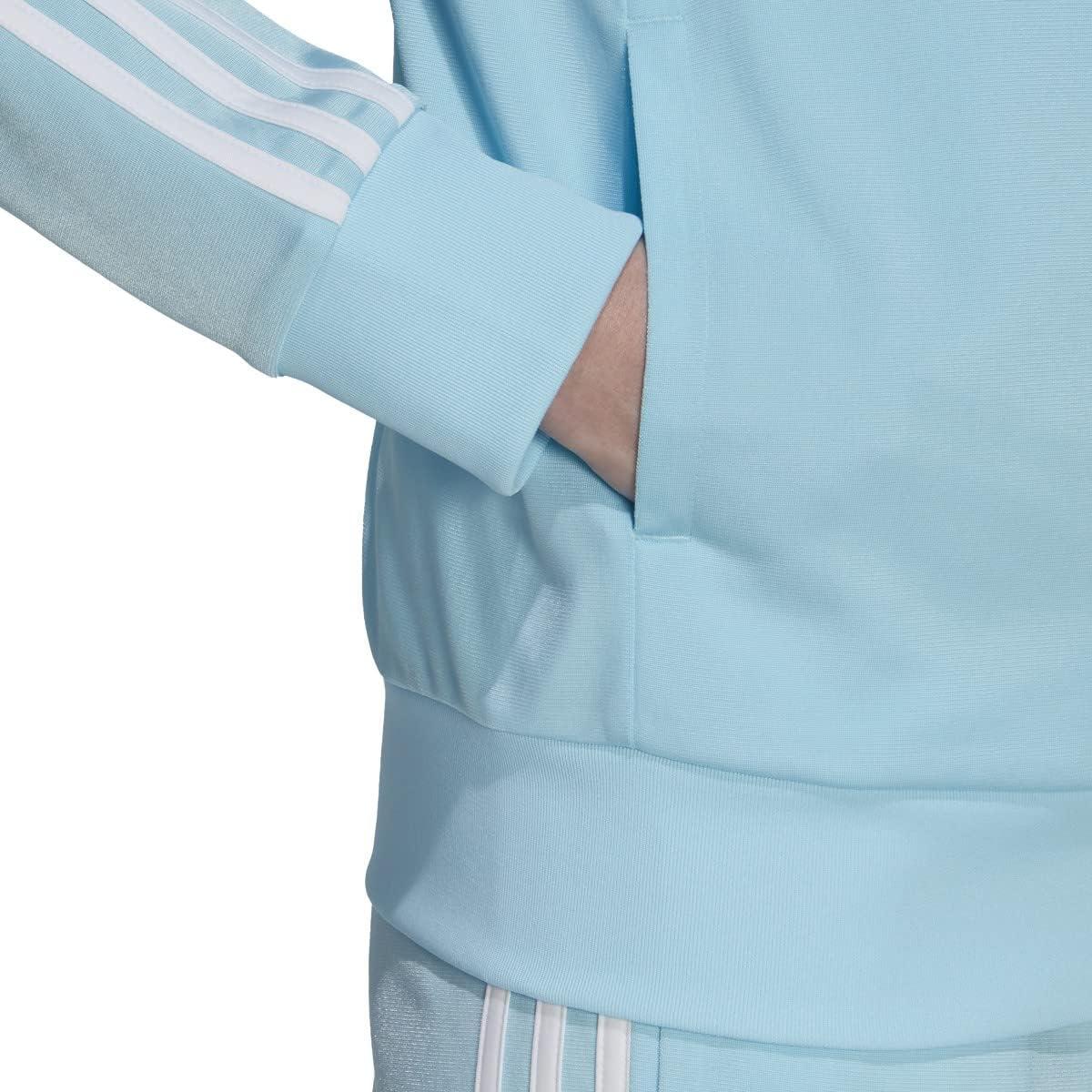 imageadidas Womens Essentials WarmUp Slim 3Stripes Track JacketBliss Bluewhite