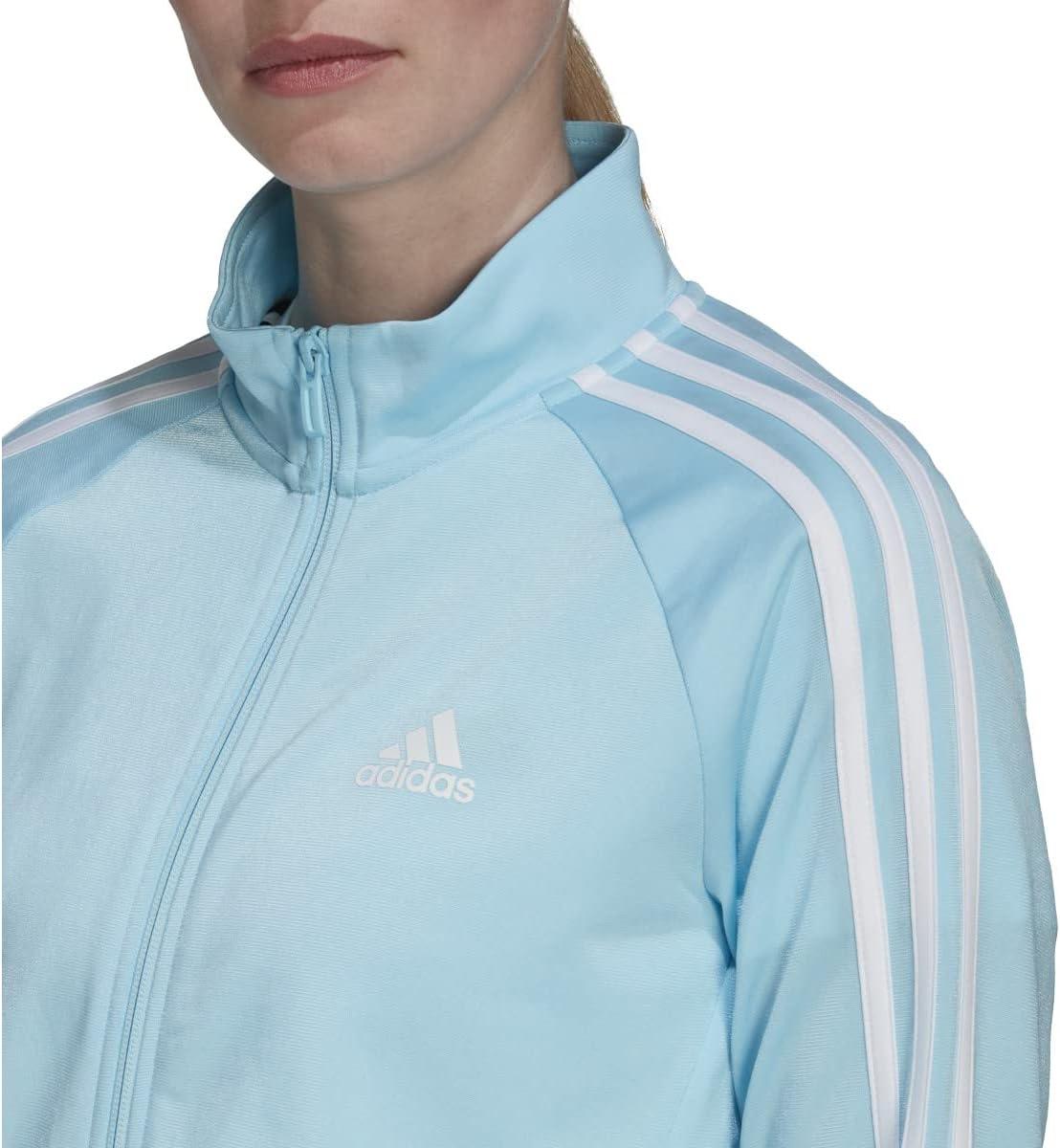 imageadidas Womens Essentials WarmUp Slim 3Stripes Track JacketBliss Bluewhite