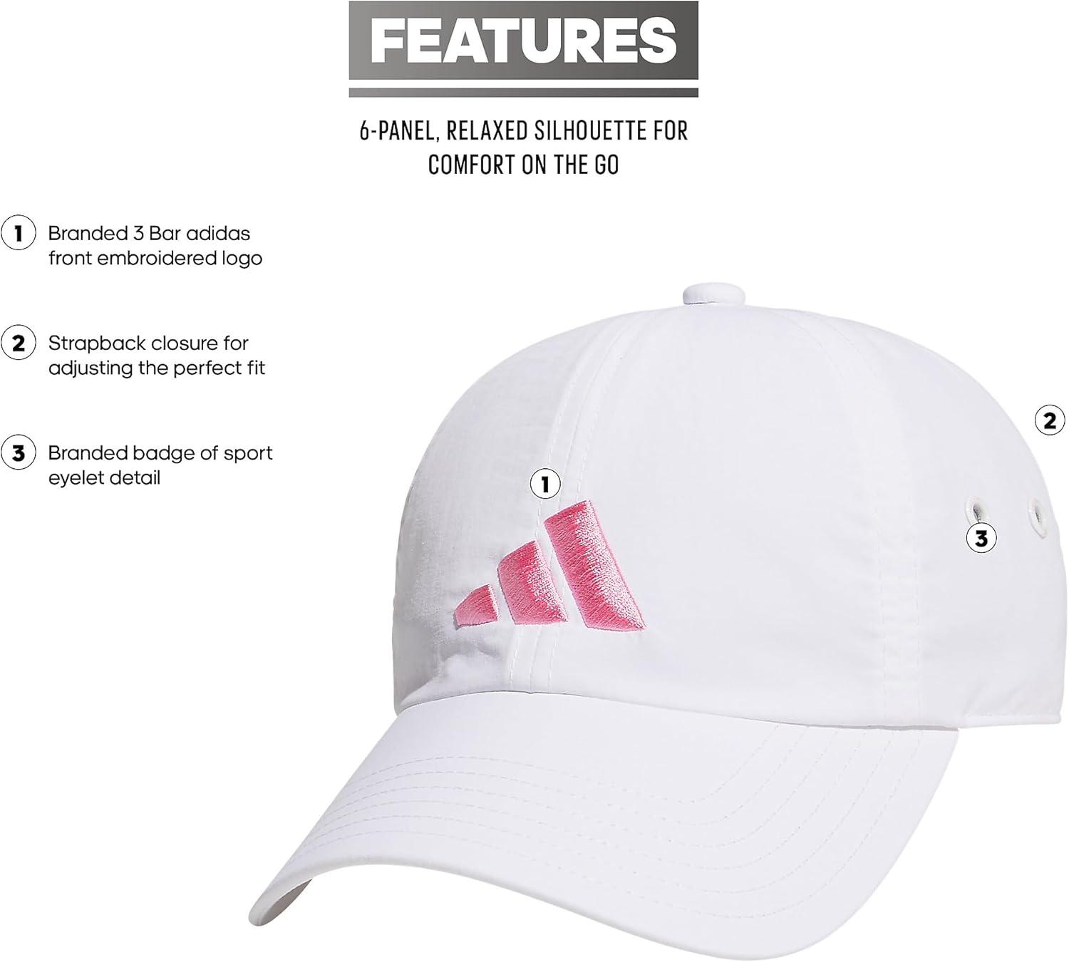 imageadidas Womens Influencer 3 Relaxed Strapback Adjustable Fit HatWhiteBliss Pink
