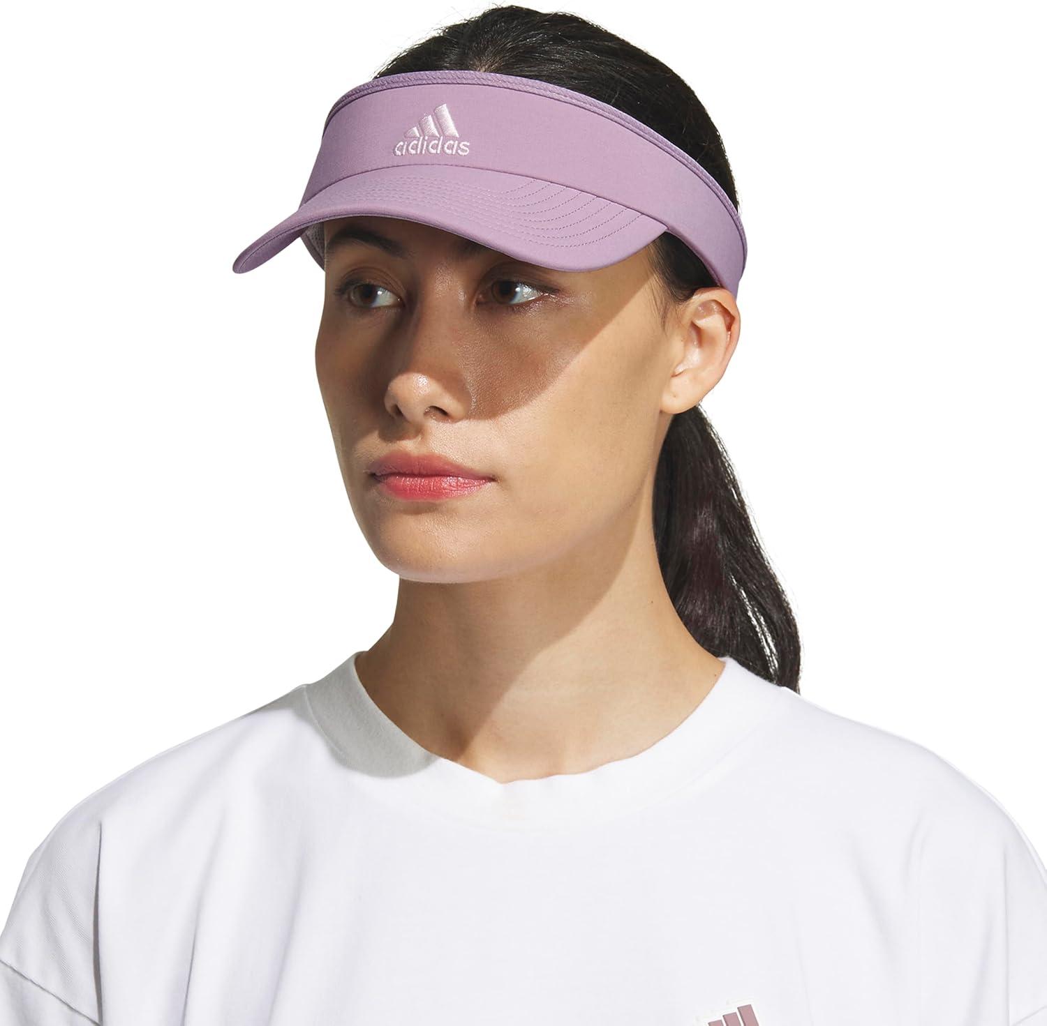 imageadidas Womens Visor Match Athletic Clipon Sun Hat for Sport ampamp TrainingPreloved Fig PurplePutty Mauve Pink