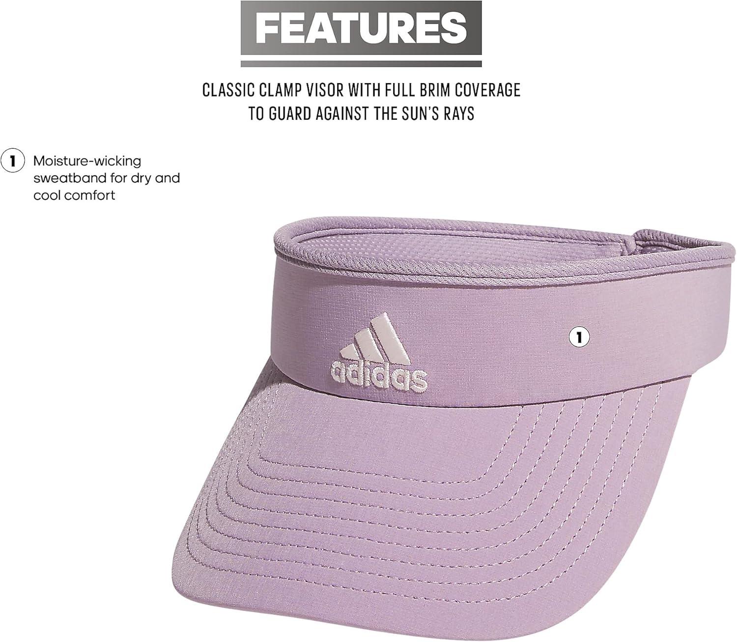 imageadidas Womens Visor Match Athletic Clipon Sun Hat for Sport ampamp TrainingPreloved Fig PurplePutty Mauve Pink