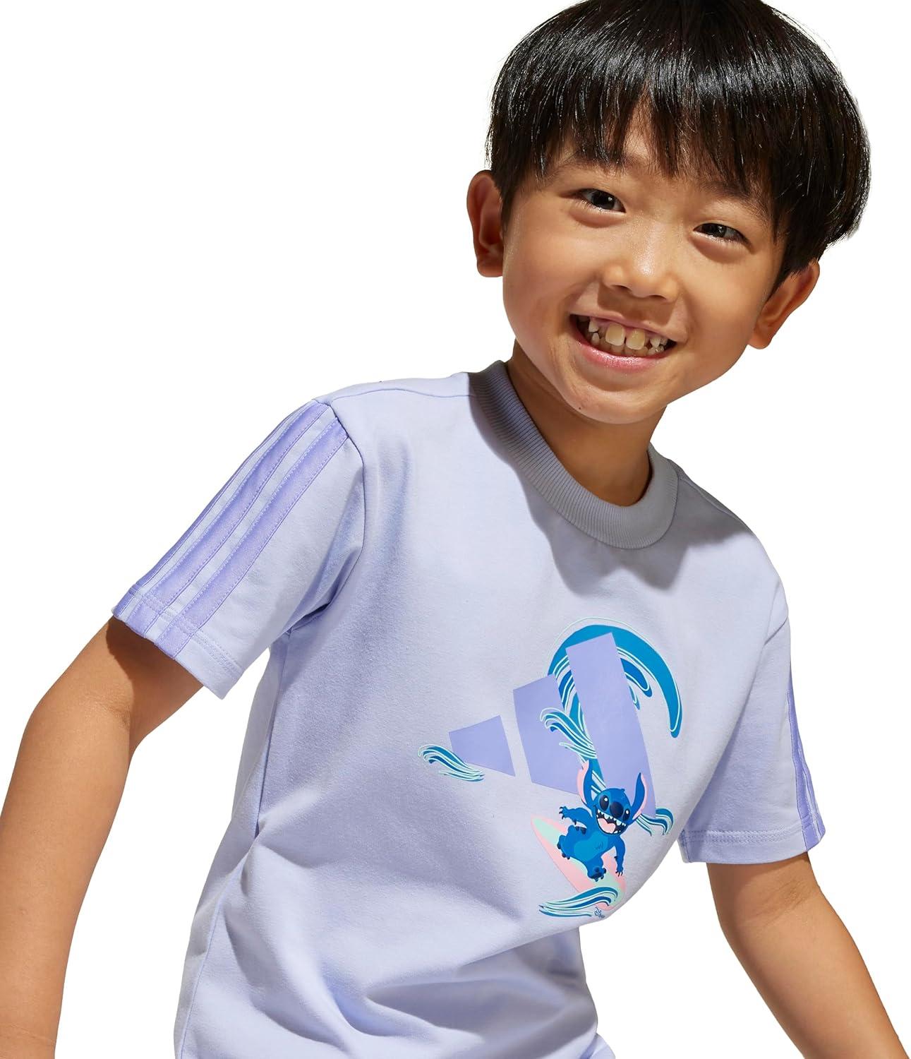 imageadidas boys Disney Lilo and Stitch Tshirt SetViolet ToneLight Purple