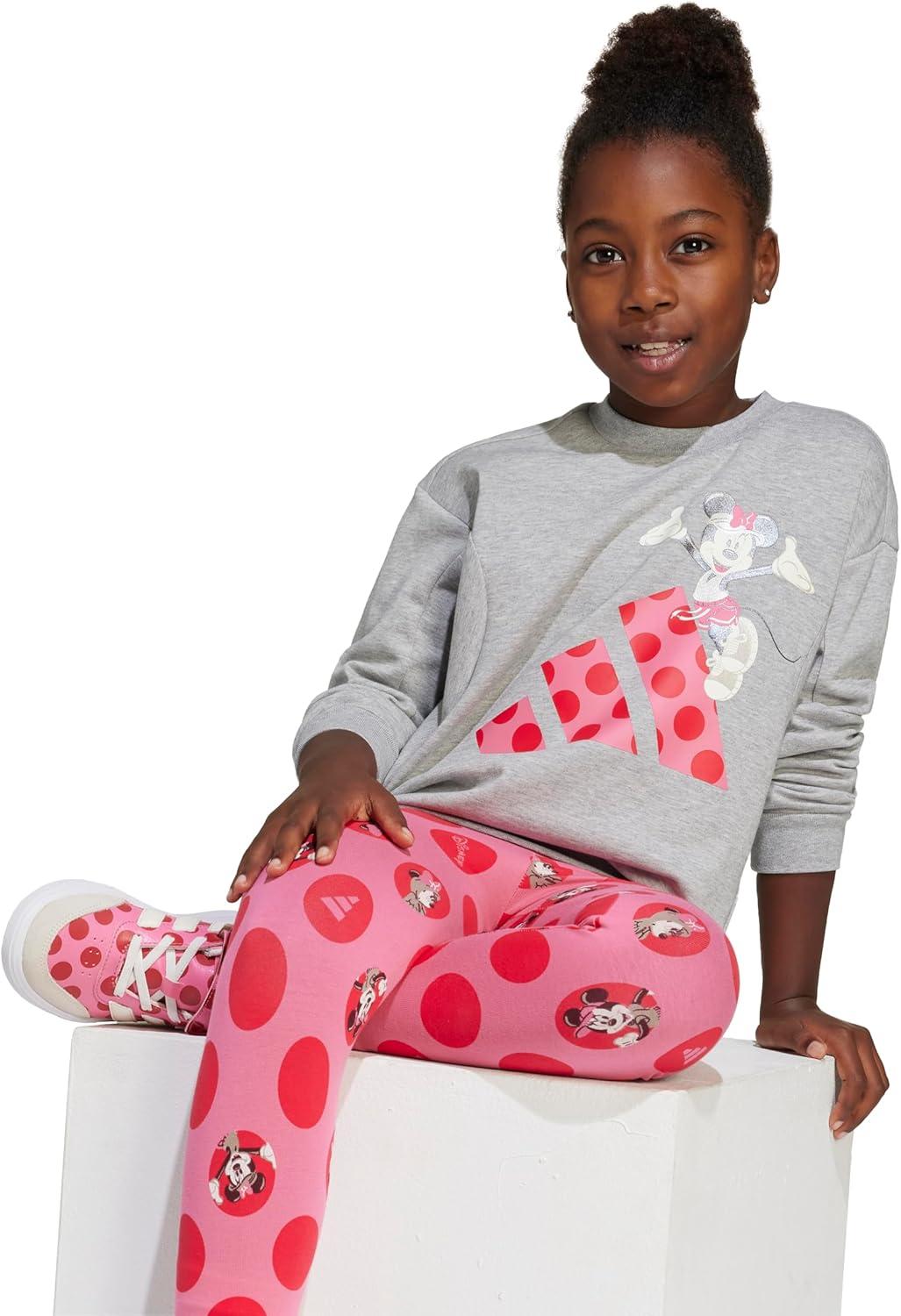 imageadidas girls Disney Minnie Mouse Jogger SetMedium Grey HeatherPink FusionPure Ruby