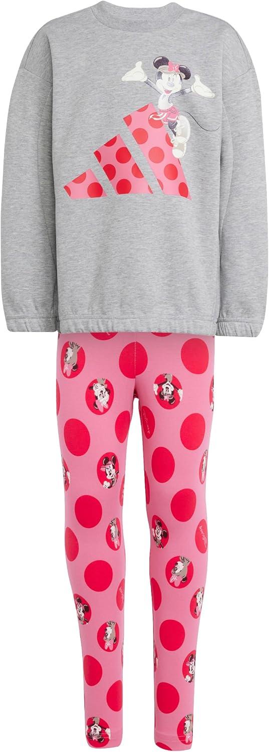 imageadidas girls Disney Minnie Mouse Jogger SetMedium Grey HeatherPink FusionPure Ruby
