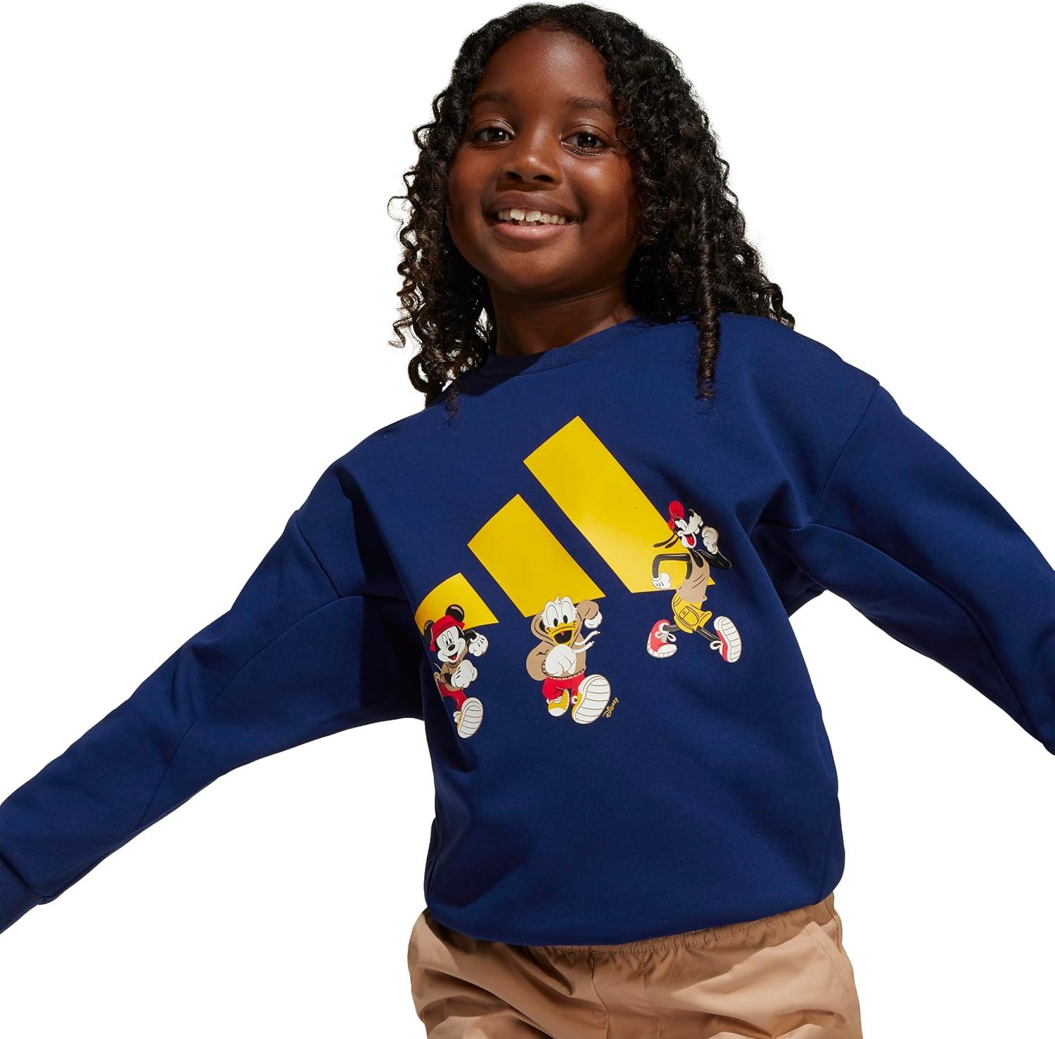 imageadidas unisexchild Disney Mickey Mouse SweatshirtDark BlueCrew Yellow