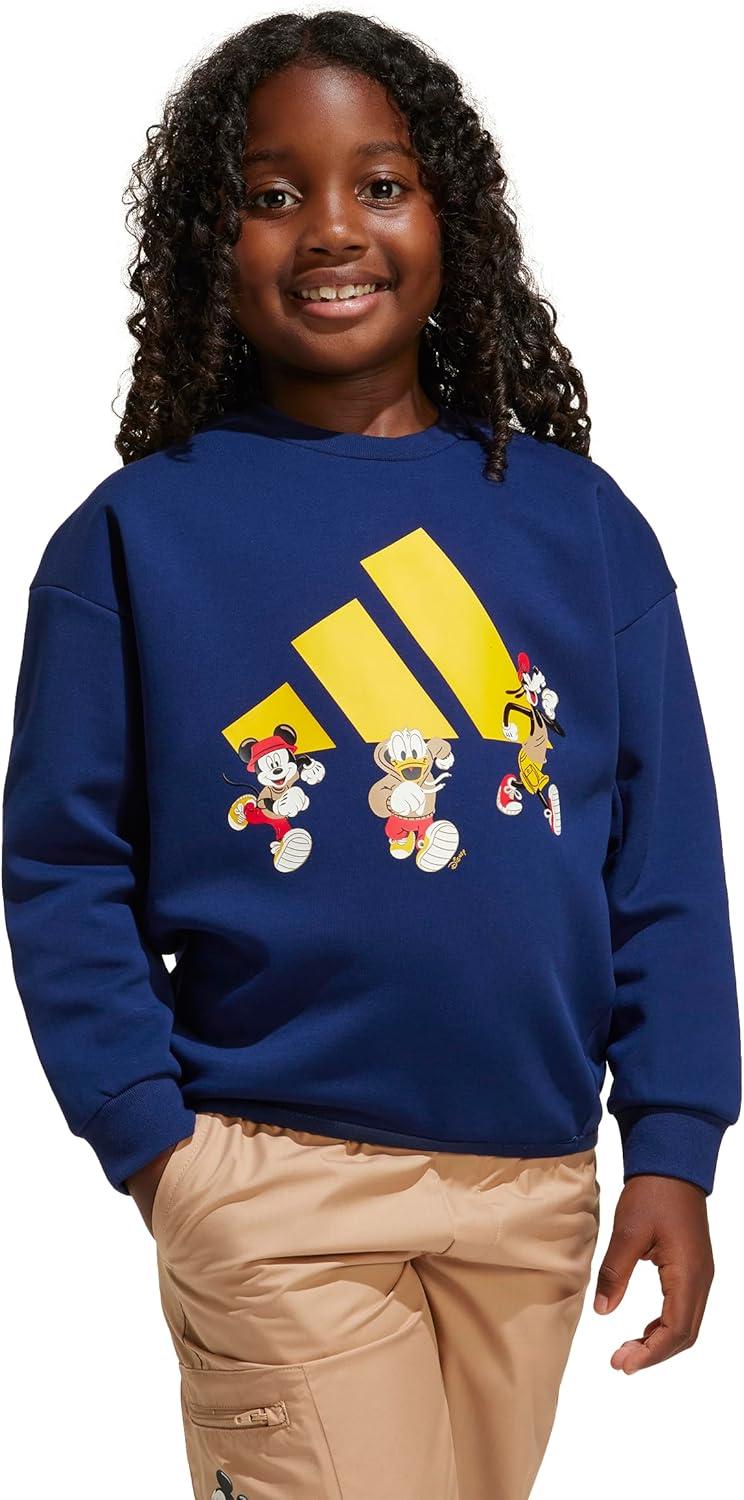 imageadidas unisexchild Disney Mickey Mouse SweatshirtDark BlueCrew Yellow