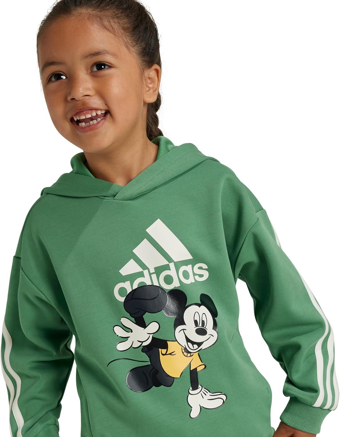 imageadidas unisexchild Disney Mickey Mouse SweatshirtPreloved GreenOff WhiteSemi Spark
