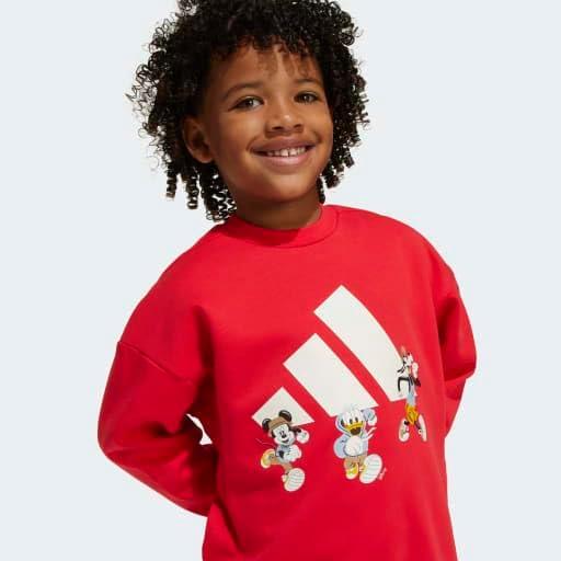 imageadidas unisexchild Disney Mickey Mouse SweatshirtPure RubyOff White