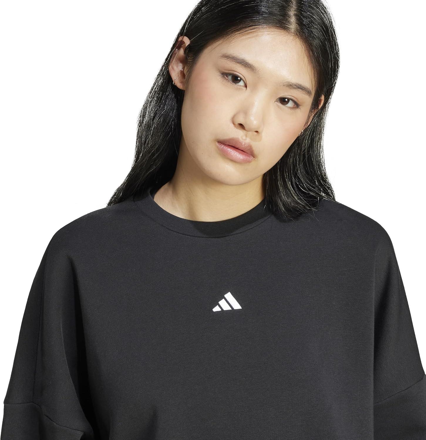 imageadidas womens Essentials Small Logo Feel Cozy SweatshirtBlackWhite