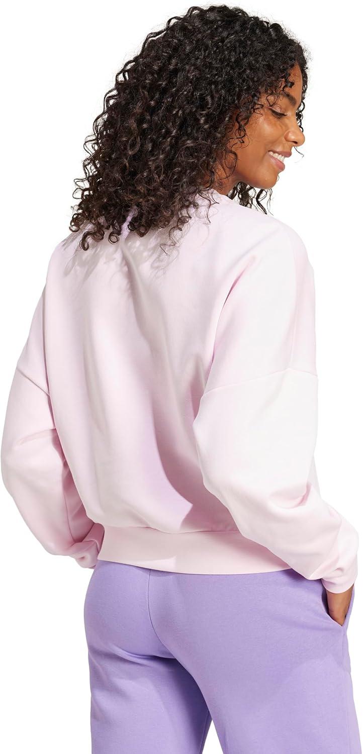 imageadidas womens Essentials Small Logo Feel Cozy SweatshirtClear PinkWhite