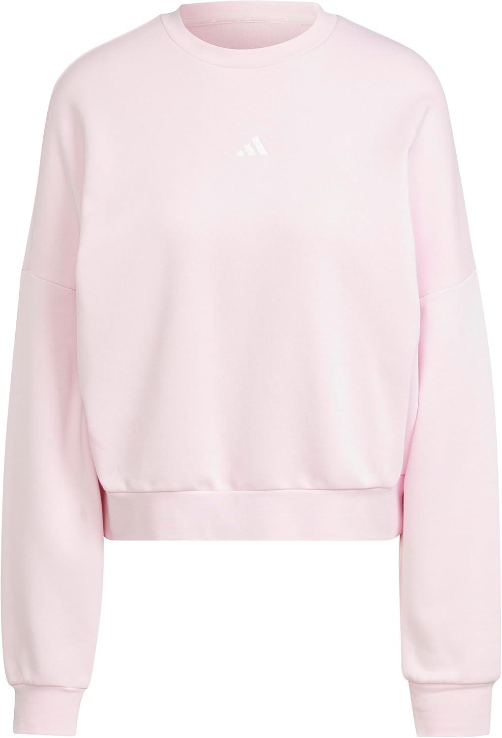 imageadidas womens Essentials Small Logo Feel Cozy SweatshirtClear PinkWhite