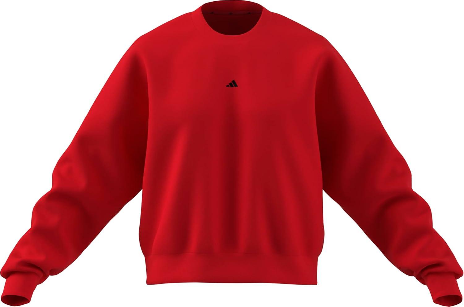 imageadidas womens Essentials Small Logo Feel Cozy SweatshirtPure RubyBlack